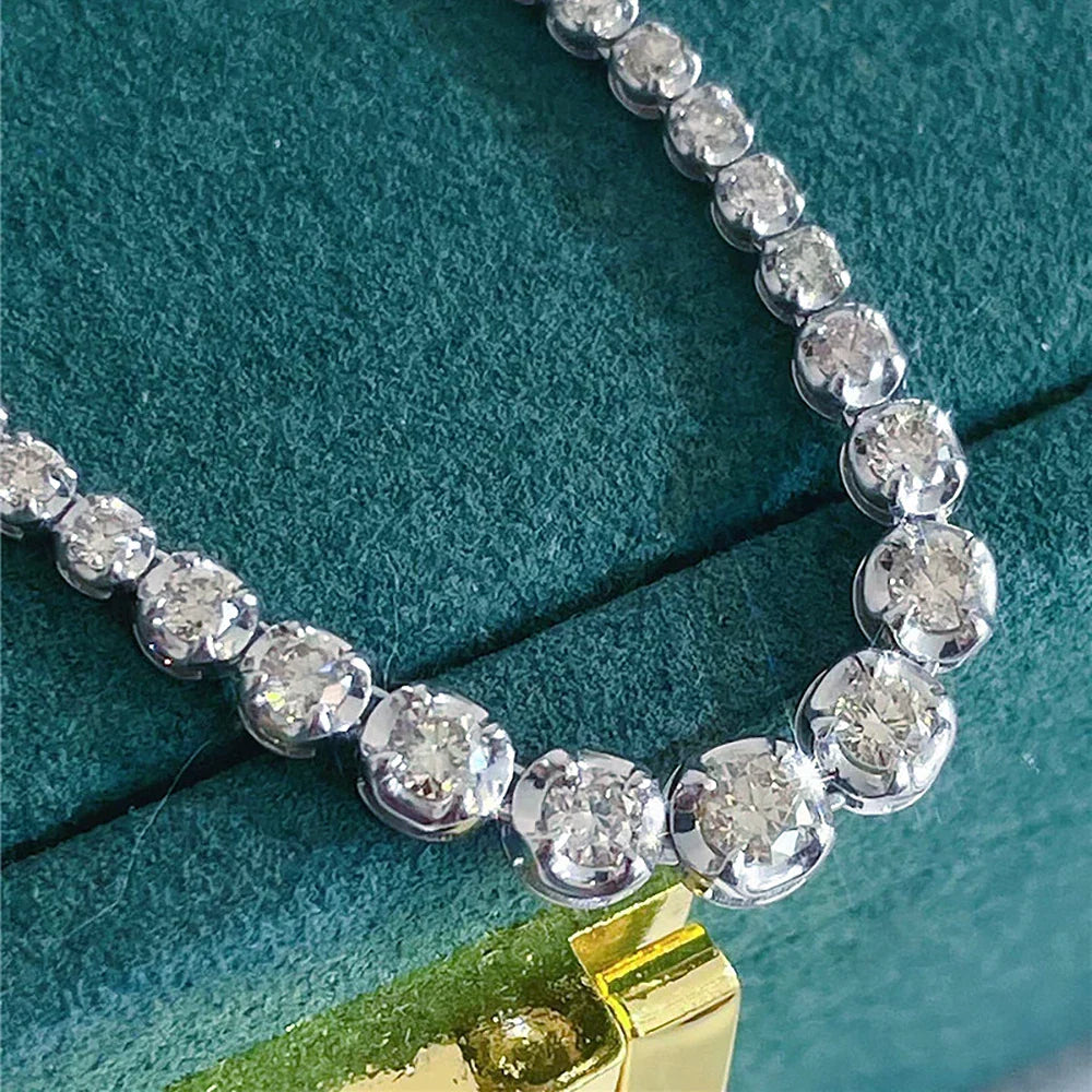 1.2CT Moissanite Tennis Necklace 925 Sterling Silver 18K Gold Plated Gradient High Carbon Diamond Necklaces for Women Adjustable