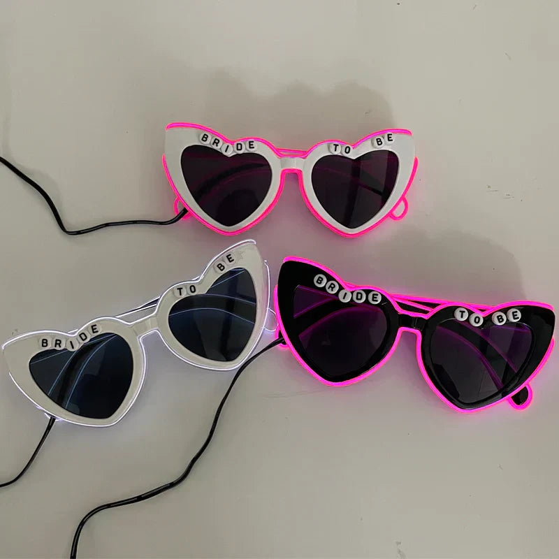 LED Just Married Glasses Wedding Bride To Be Surprise Gift Couple Glasses Souvenirs Glowing Heart Glasses Married Sunglasses
