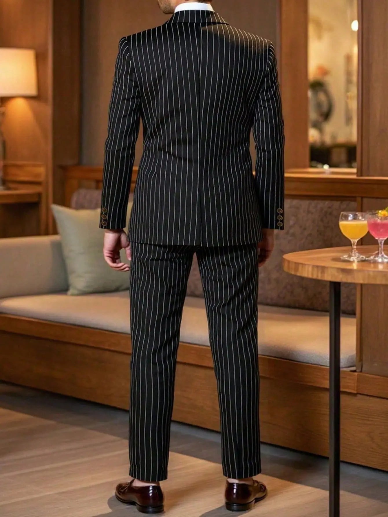 High-quality European and American Men's Clothing, Formal Suits with Stripes, Trousers for Business, Formal Dinners, Weddings