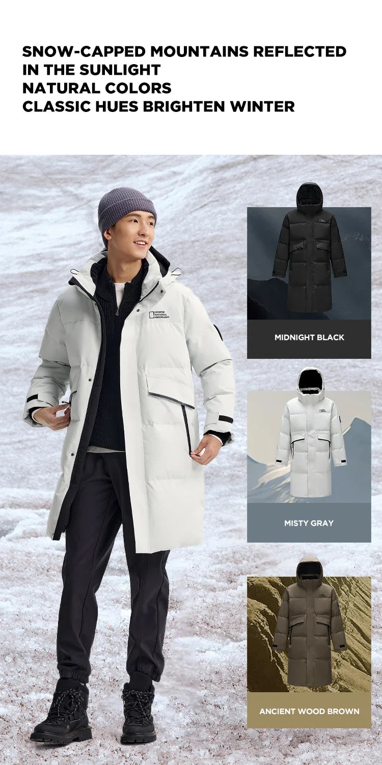 Down Jacket Men Long Length 2026 New Winter Outerwear Waterproof and Warm Outdoor Travel Outerwear