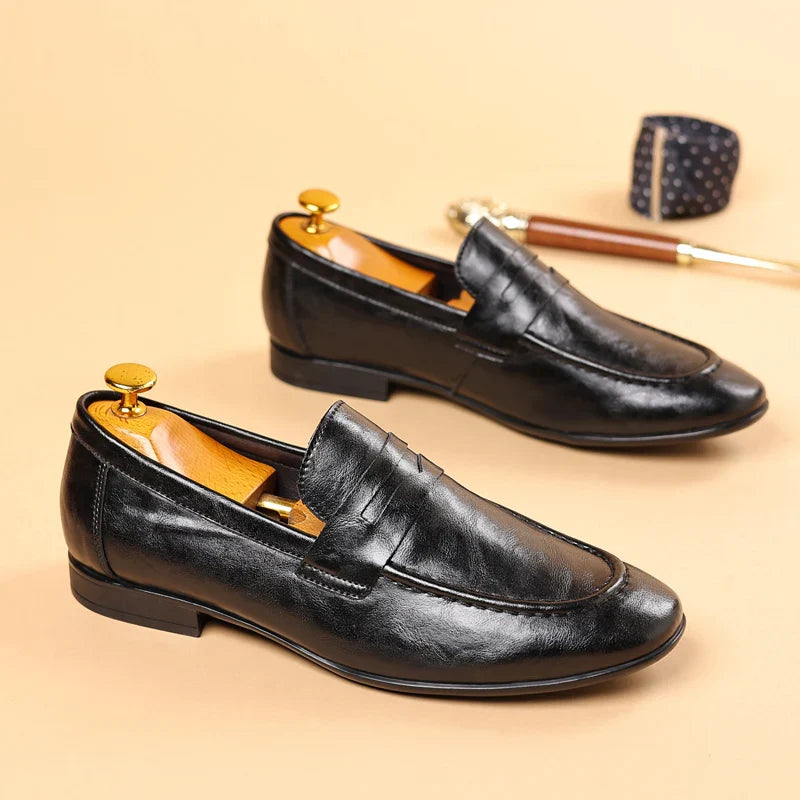Italian Men High Quality Casual Leather Loafers Casual Business Office Shoes Comfy Outdoor Slip On Flats Fashion Driving Shoes