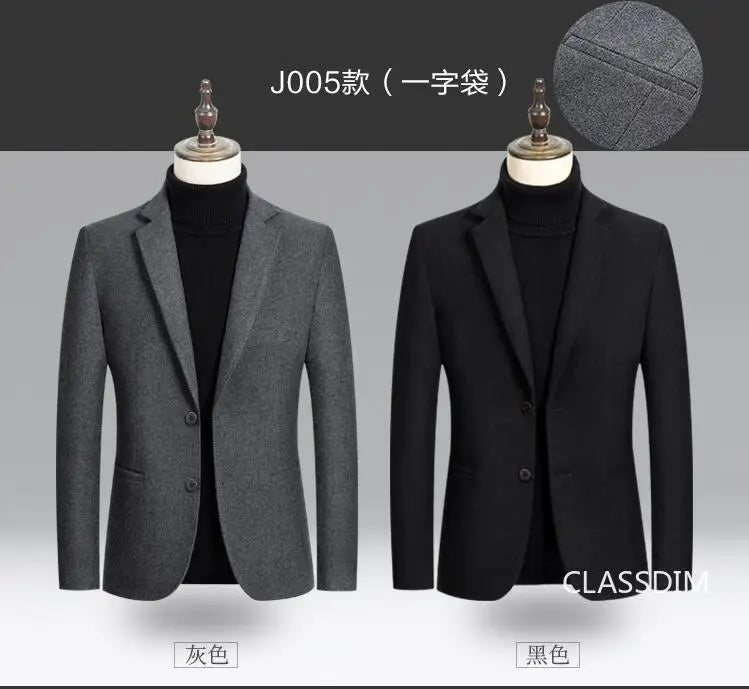 New Spring Men Cashmere Blazers Suits Jackets Business Casual Wool Suit Coats Quality Male Slim Fit Blazers Jackets Coats 4XL