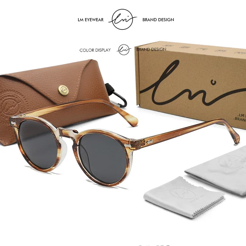 Retro Round Polarized Sunglasses Women Men Classic Leopard Frame Driving Shades Vintage Sun Glasses Unisex UV400 Gafas De Sol