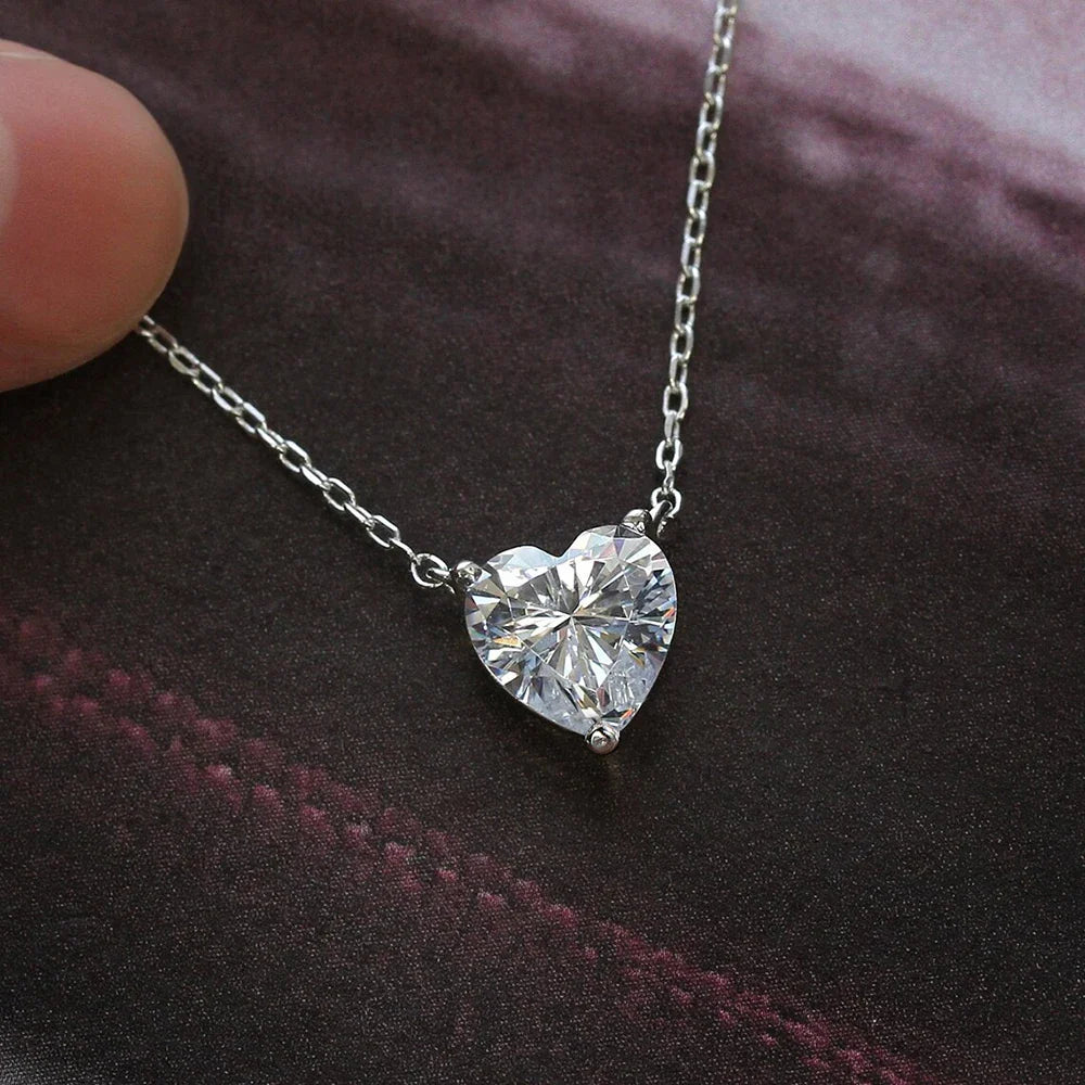 2/4/6carat Heart Cut Moissanite Pendant Necklace for Women S925 Silver D Color Solitaire Diamond Neck Chain with Certificate