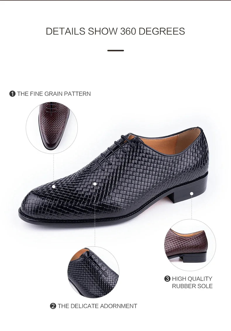 Luxury Genuine Leather Shoes Men Oxford Casual Business Office Shoes Comfortable Formal Lace Up Pointed Toe Dress Wedding Shoes