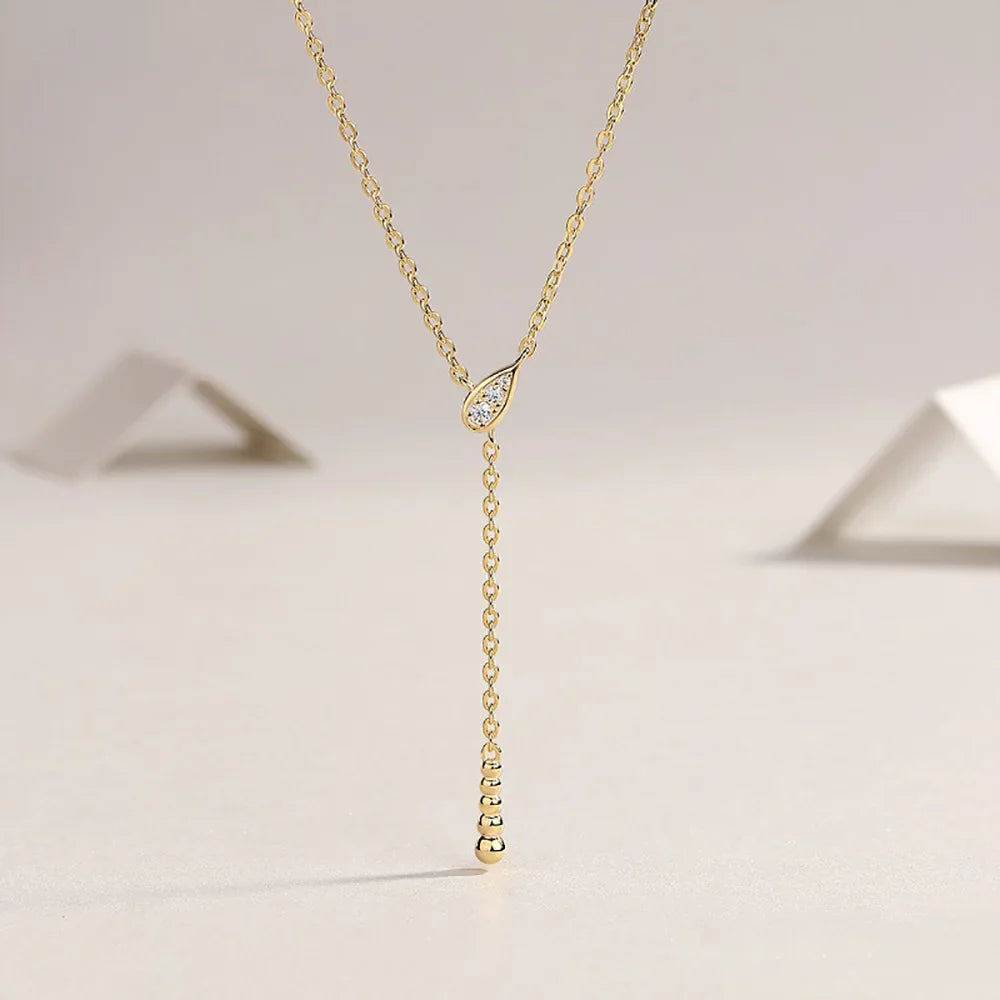 Y-shaped Moissanite Pendant Necklace for Women 925 Sterling Silver Plated 18K Gold Neck Chain Birthday Party Gifts Fine Jewelry