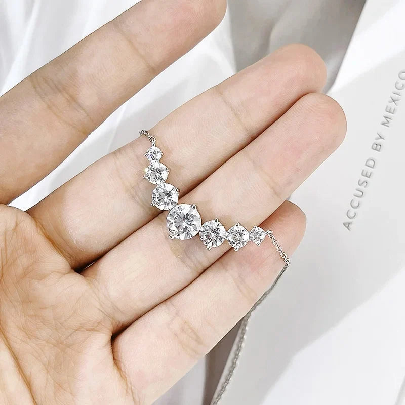 Sparkling 1.7/2.8/5cttw Full Moissanite Pendant Necklace for Women S925 Silver Plated 18K Gold Pass Diamond Test Necklaces