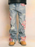 High Street Hip-Hop Flared Jeans for And Summer Street Design Splicing Mopping Pants, for Outdoor | Kpop Demon | Halloween | Jor