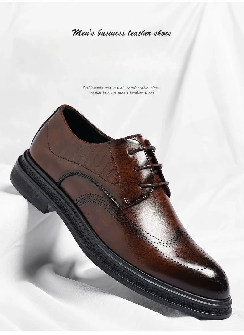 Business Formal Casual Wedding Shoes for Men Fashion New Designer Inner Increase Shoes Male Spring Autumn Retro Leather Shoe Man