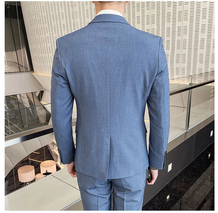 2025 Slim Fit Three-Piece Business Suit Set High-End Korean Style Wedding Groom Party Dress Suit Vest Trousers M-4XL
