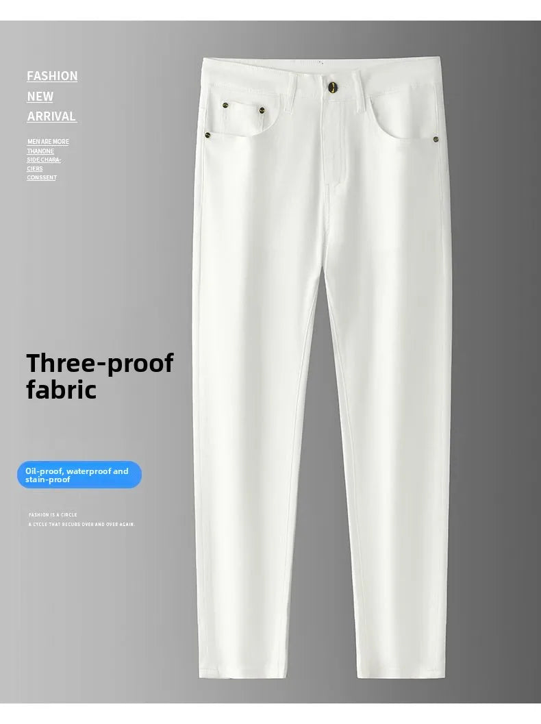 American Brand Men's Autumn Winter Straight-leg Slim Jeans High-quality Light Luxury Casual Versatile Fashion Korean Style Jeans