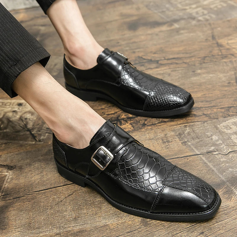 Leather Designer Brand Monks Snake Luxury Men Casual Office Business Man Loafers Mens Moccasins Driving Wedding Dress Male Shoes