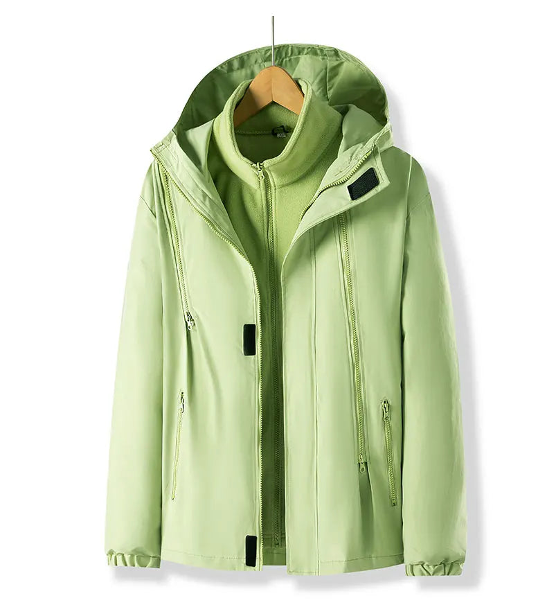 Women Three-in-One Detachable Autumn Winter Outdoor Climbing Windbreaker Windproof Waterproof Fleece Lined Jacket Coat Man Coats