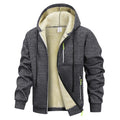 Men's Winter Warm Sherpa Plush Lined Jacket Casual Zip Up Hooded Coat with Zipper Pockets Male Fleece Outerwear Outfits Tops