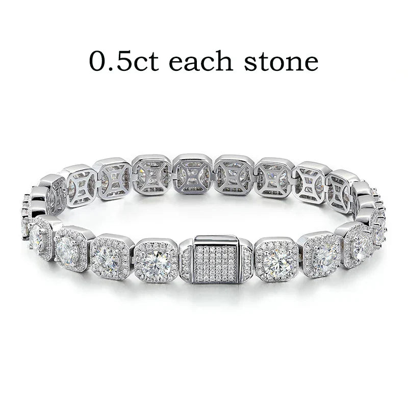 4/5/6.5mm Full Diamond 100% Real Moissanite Bracelets for Men Women Classic Luxury Bangles Pure 925 Sterling Silver Chain