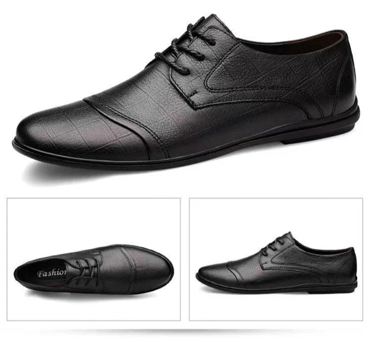 Pointed Toe Black Soft Men's Leather Shoes Comfortable Low Price Summer Male Casual Shoe Retro Elegant Designer Social Footwear