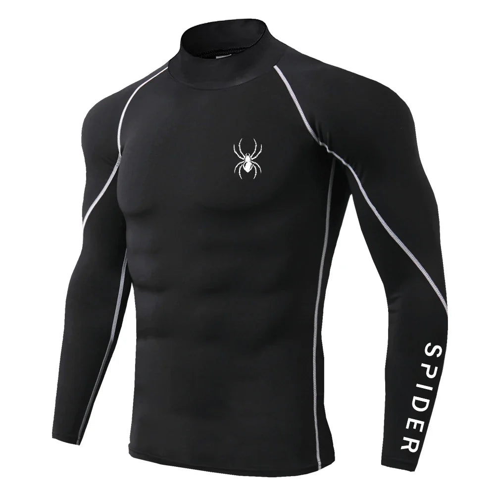Men's Long Sleeve Compression Shirt Gym Fitness Athletic Undershirt Elastic Sport Running Tops