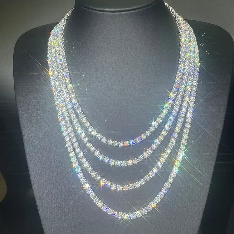 Real 2.5/3/4/5mm Full Moissanite Tennis Necklace for Women 925 Sterling Silver Diamond Neck Chains Necklaces Fine Jewelry