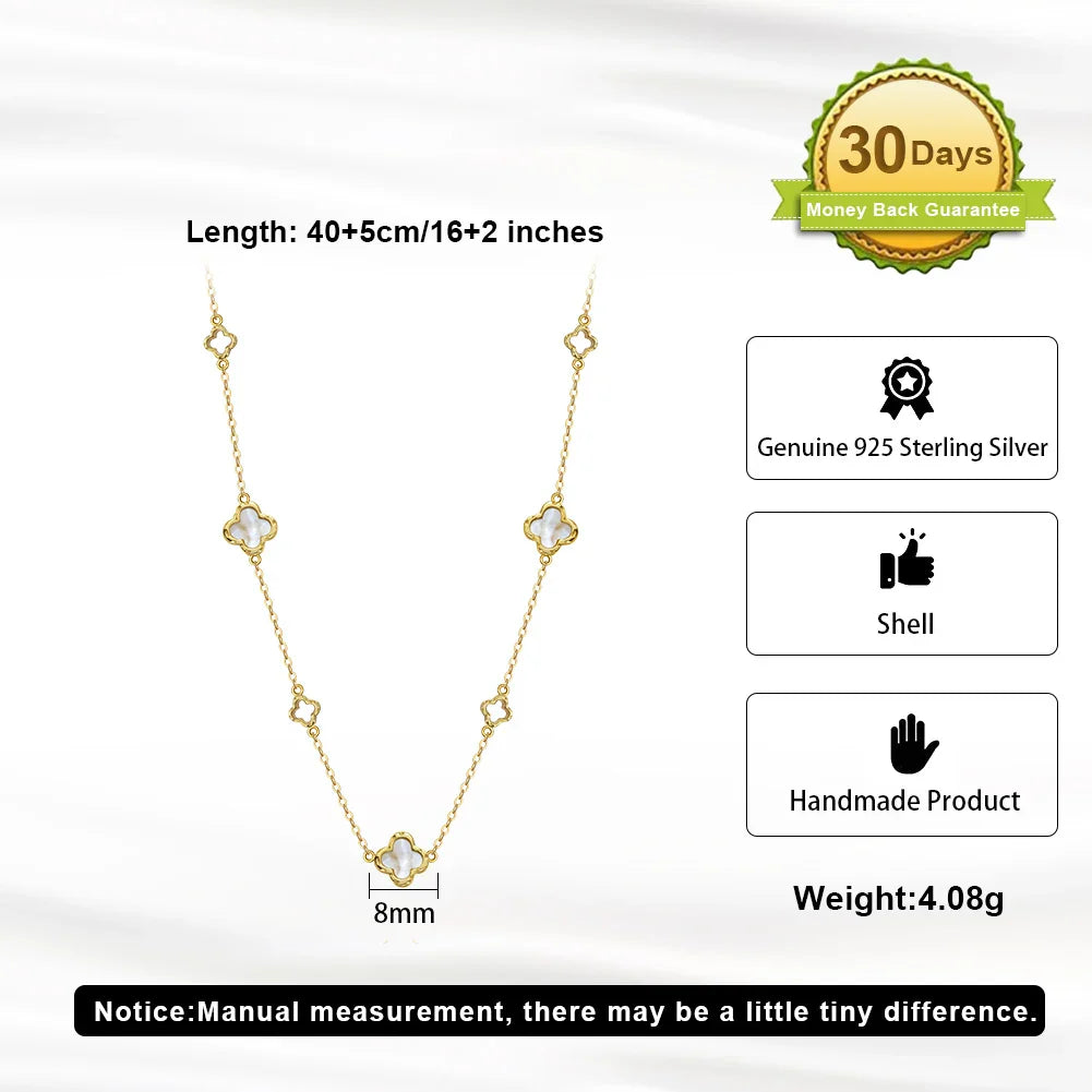 925 Silver Four Flowers Clover Luxury Hollow Clover Chain Necklace Banquet Party Gift Neck Jewelry Accessories GMN61