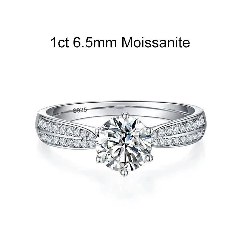 0.5ct 1ct Moissanite Engagement Ring Women Proposal Rings S925 Sterling Silver with White Gold Plated Wedding Band