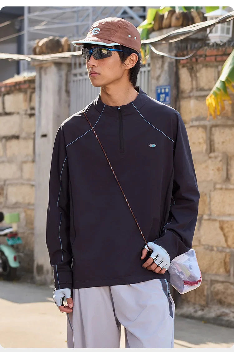 Man Quick-Dry Long Sleeve Shirt - Breathable, Anti-Odor, UPF Sun Protection with Raglan Sleeve Unisex Outdoor Jacket