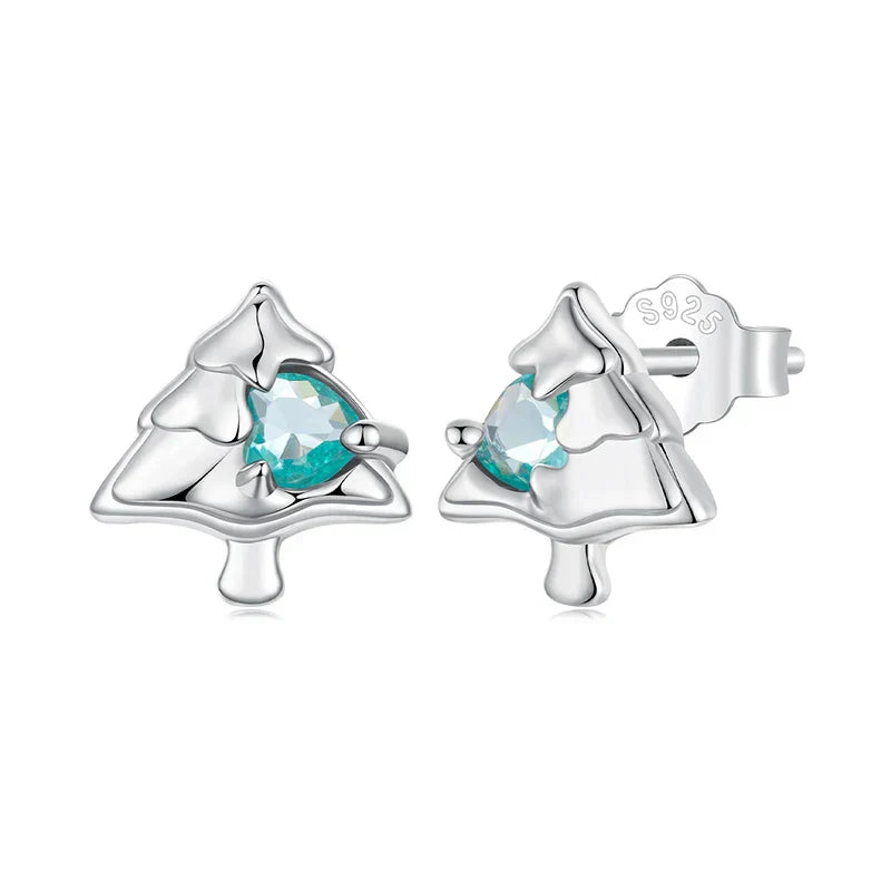 925 Sterling Silver Animals Cute Paws Rainbow Stud Earrings For Women Heart Oval Flower Zircon Crab Ear Studs Jewelry Gift