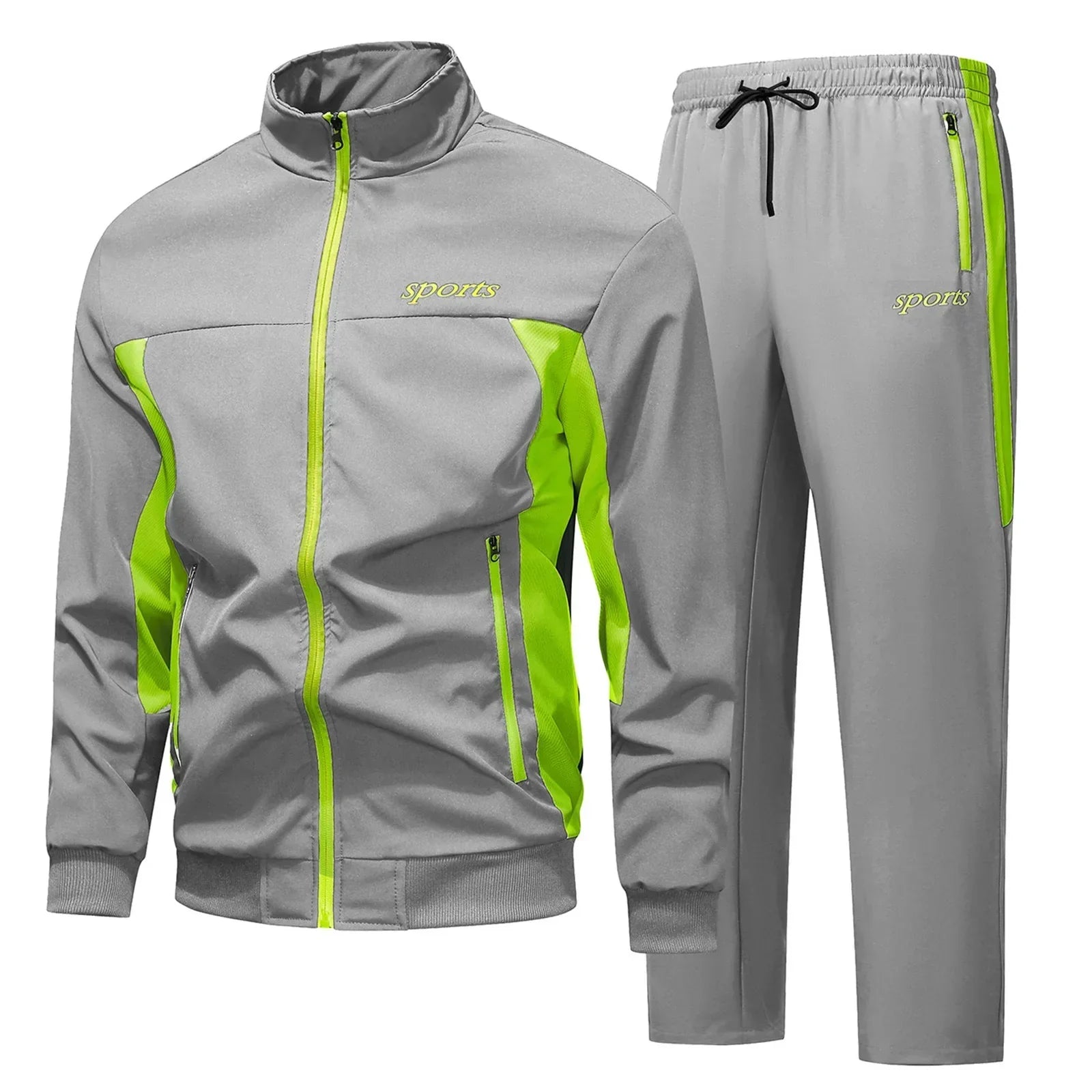 Mens Casual 2 Piece Set Long Sleeve Jacket Pants Thin Lightweight Polyester Cotton Trendy Hip Hop Streetwear Spring Autumn