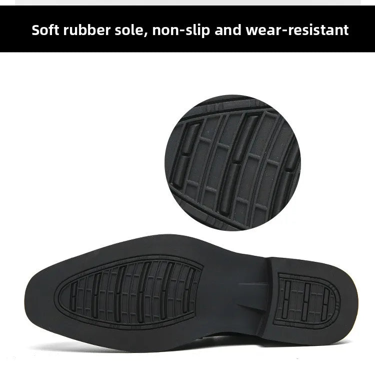 Men's Large Size Thick Bottom Heightening Painted Surface Slip-On Loafers Shoes with Rubber Sole And Ultra Leather Material