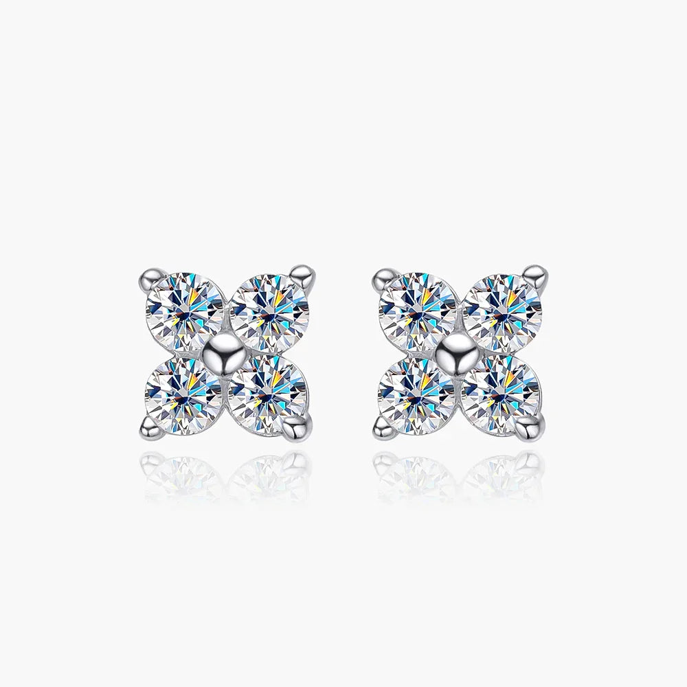 100% 925 Sterling Silver 0.1ct 3mm Moissanite Stud Earrings For Women 18K Gold Plated Sparkling Wedding Party Fine Jewelry