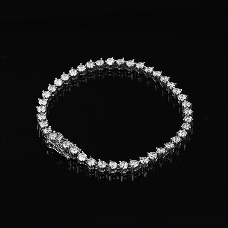 3 Claw 2.5/3mm Full D Color Moissanite Diamond Tennis Bracelet Hidden Buckle for Women Man 925 Silver Link Chain Bracelets