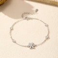 925 Sterling Silver Elegant Sparkling Flower Clear CZ Charms Simple Bracelet Fashion Link Chain For Women Fine Jewelry