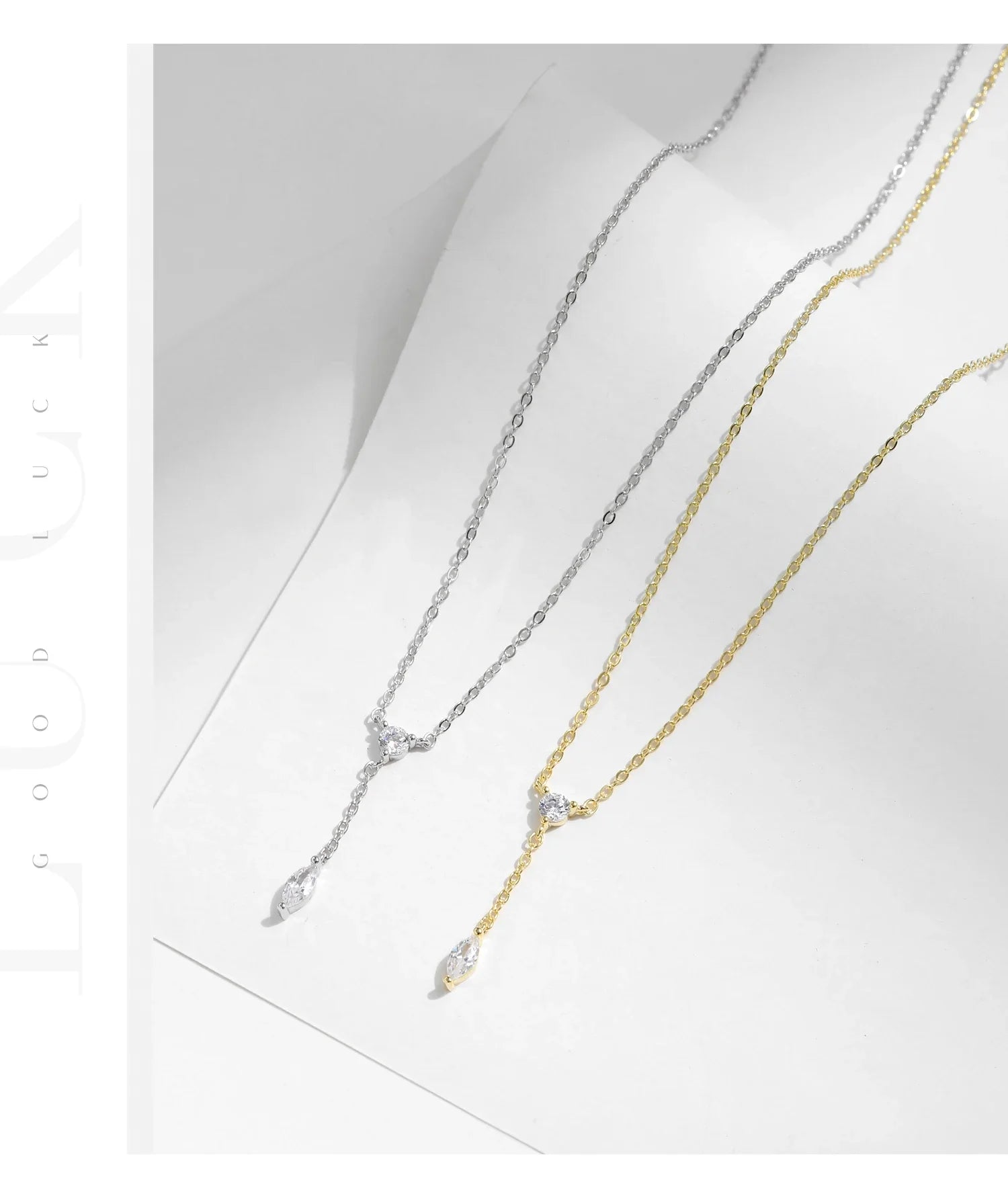 925 Sterling Silver Dainty Y Shape Round & Rhombic Fashion Pendant Necklace For Women Chain Necklace Trendy Jewelry Gift