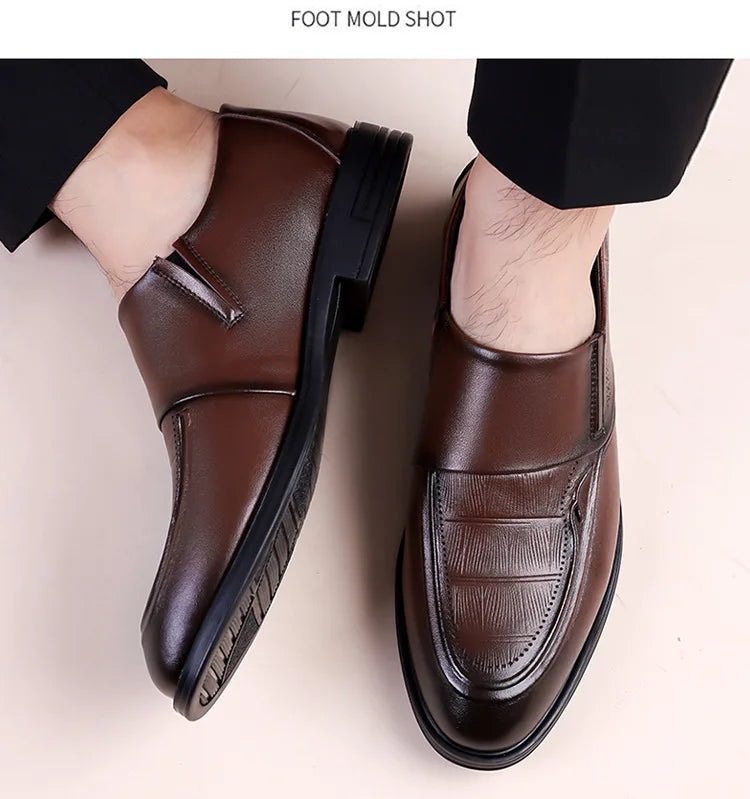 Spring Autumn New Leather Shoes for Men Solid Color Business Casual Shoes Male Fashion British Style Dress Shoe Man