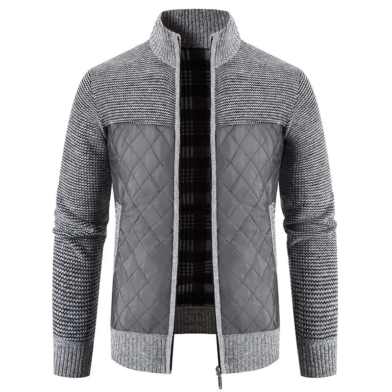 Autumn Winter New Men's Jacket Slim Fit Stand Collar Zipper Jacket Men Solid Thick Warm Jacket Men Sweater