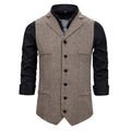Men Vest Black Herringbone Single Button With Lapel Waistcoat For Wedding Banquet Business Office Work Casual Men Suit Vest
