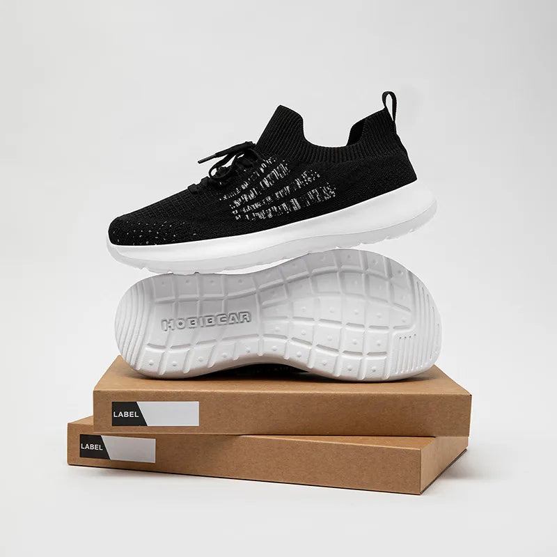 Unisex Running Sneakers Wide Toe Mesh Breathable Walking Shoes Non Slip Lace-Up Hiking Sneakers