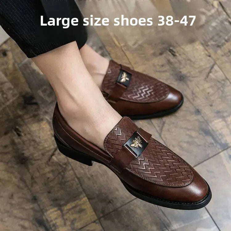 Men's Business Casual Shoes Autumn British Style Pointed Toe Formal Leather Shoes Easy to Wear Black Suit Wedding Shoes