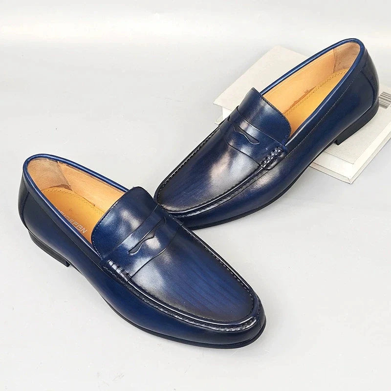 Classic Men Penny Loafers Genuine Leather Slip On Casual Formal Dress Shoes Mens Wedding Party Office Moccasins Shoes