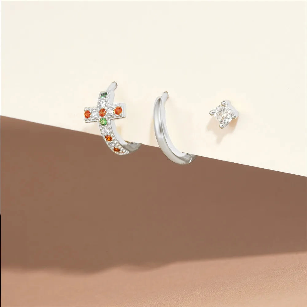925 Sterling Silver 3pcs 4pcs Set Zircon Stud Earrings 18k Gold Star Minimalism Huggies Earring Fine Jewelly Set Party Gift