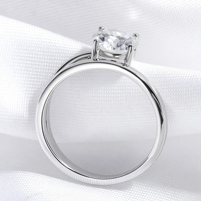 1CT 2CT Certified Moissanite Rings for Women Sparkling Brilliant Cut Wedding Bands 100% Real 925 Pure Silver Jewelry