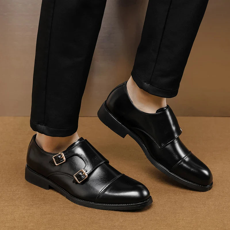 Luxury Brand New Men Casual Shoes Leather Men Fashion Double Buckle Loafers Mens Slip-on Board Oxford Shoes Spring Elegant Flats