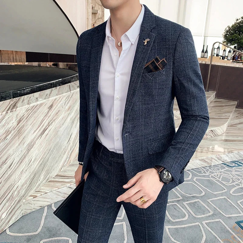 Blazer Plus Size 7XL Men's Blazer Fashion Business Italian Style Linen Leisure Wedding for Office Workers Assembling A Blazer