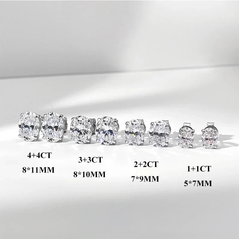 5*7mm Oval Cut Ruby Emerald Moissanite Stud Earrings Lab Grown For Women Man Unisex Gemstone Party 925 Silver Earring Gift