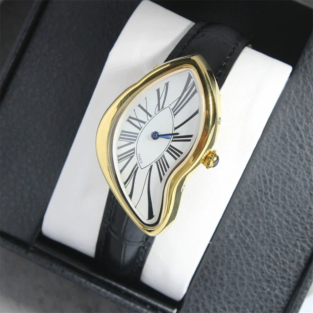watches melt and twist y2k alien ladies and men Leather strap fashion advanced ins niche design quartz watch