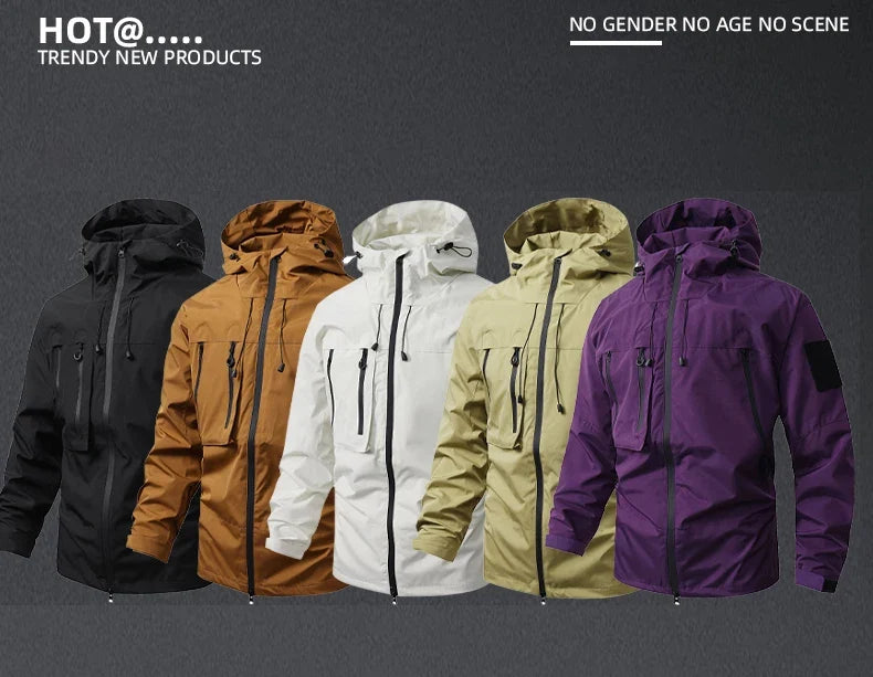 Men's Waterproof Running Jacket Caramel Women Windproof Windbreaker Hiking Camping Cycling Trekking Jogging Jackets