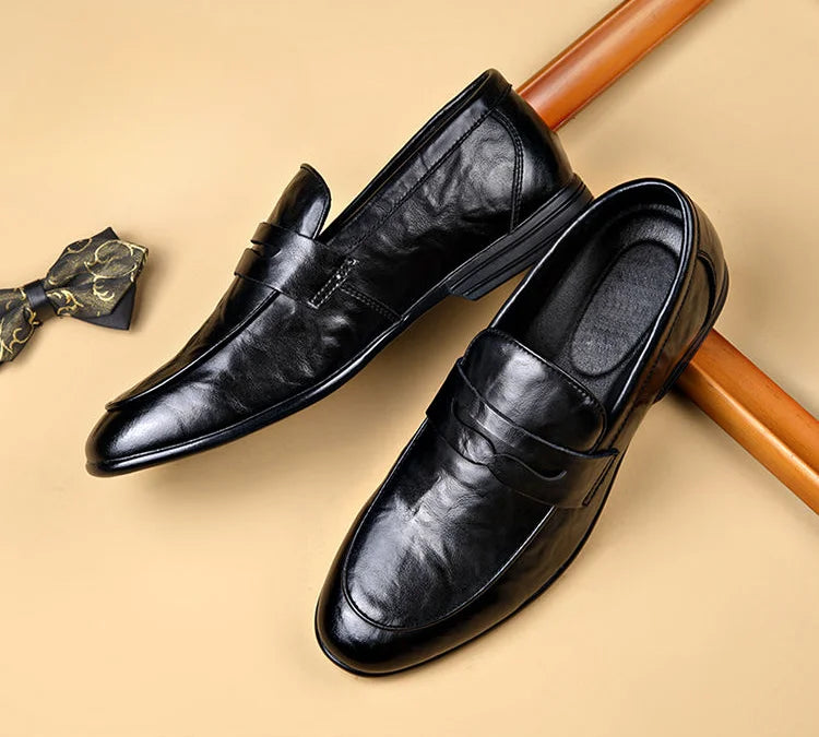 Social Shoe Male Leather Casual Round Toe Men's Formal Shoes Business Luxury Designer Clothing Office Party Gentleman 2025 Trend