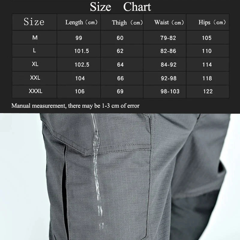 Military Tactical Pants  Men Cargo Trousers Waterproof Multi-pocket Casual Wear-Resistant Cargo Pants Climbing Outdoor Workwear