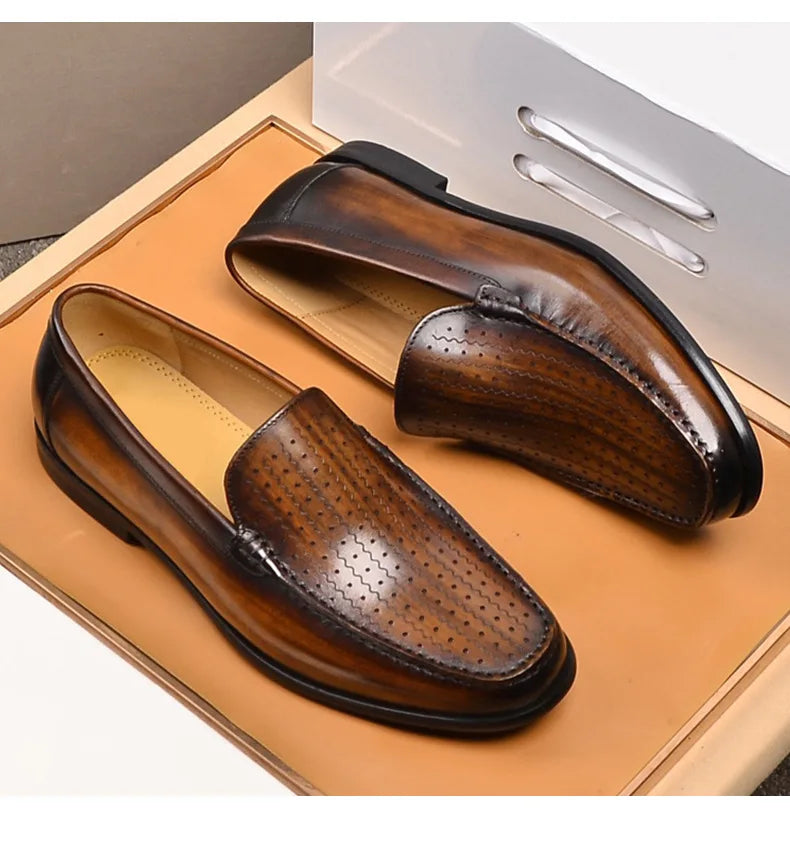 Newest 2025 Genuine Leather Men Driving Shoes Slip On Super Quality Comfortable Men Casual Cowhide Leather Moccasins Loafers