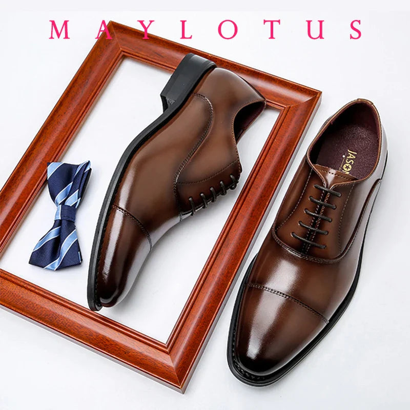 High Quality Height Increase Oxford Dress Shoes Men Genuine Cow Leather Suit Shoes Lift Brogues Wedding Formal Elevator Shoes