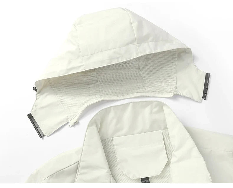 Waterproof Jacket Men Outdoor Windbreaker Jacket Removable Hooded Full Zip Coats Men Lightweight Softshell Outerwear Spring Fall